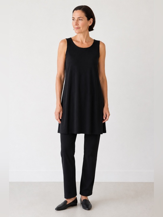 Sympli Tops - Sympli Black Mini Tank Dress Tunic Slinky Stretchy Sleeveless Minimalist Size 12